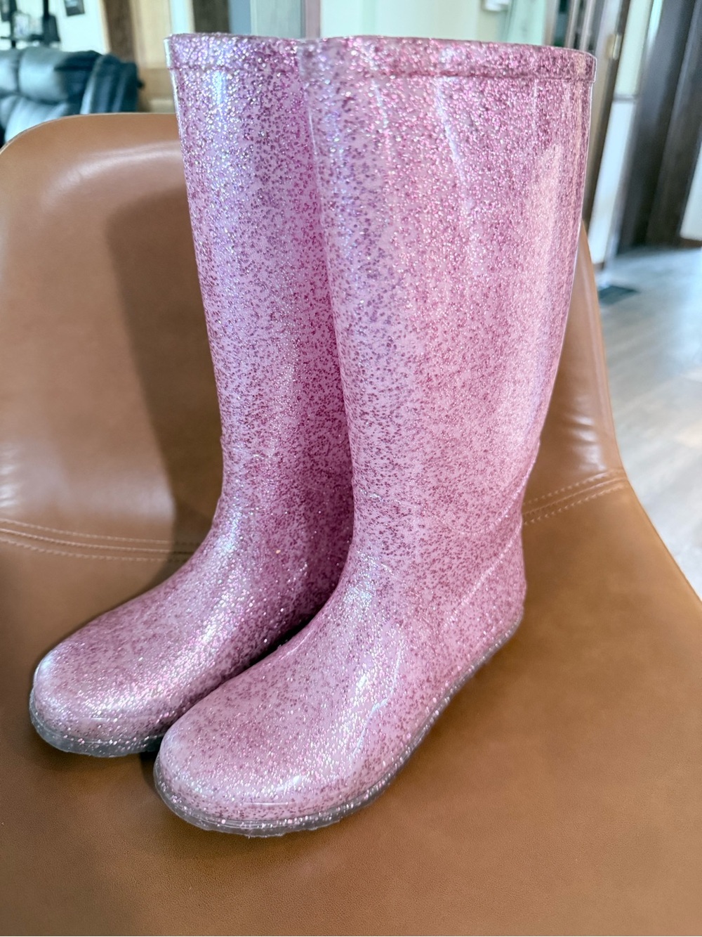 Kelly & Katie Pink Glitter Kids Rain Boots